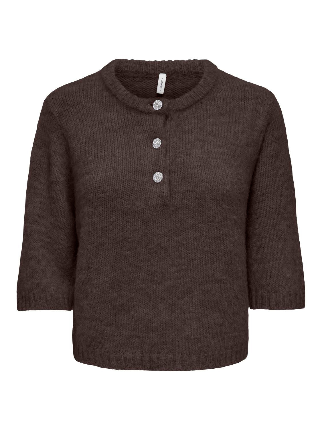 Onlmaggie Ss Button O-Neck Coffee Bean Melange