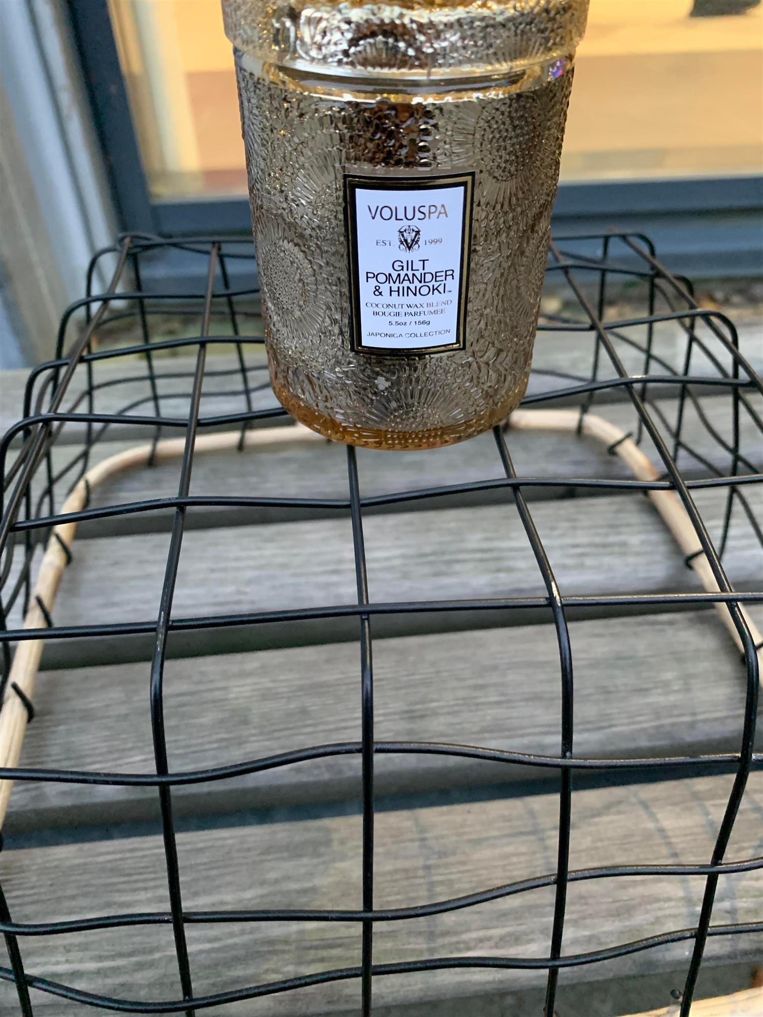 Mini Glass Jar w. lid Gilt Pomander & Hinoki