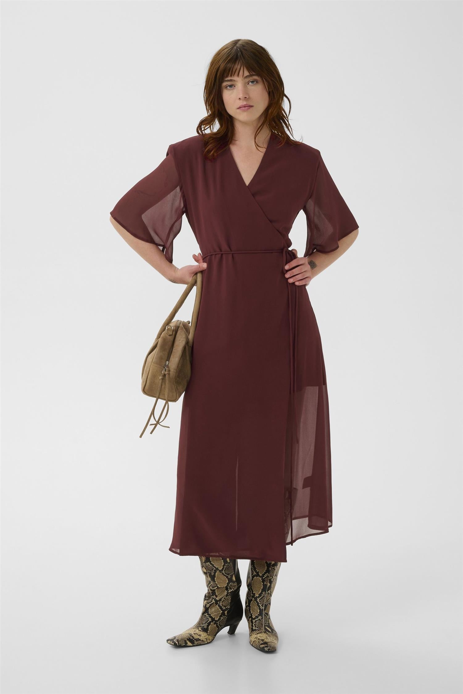 Gzdorah Wrap Dress Cabernet
