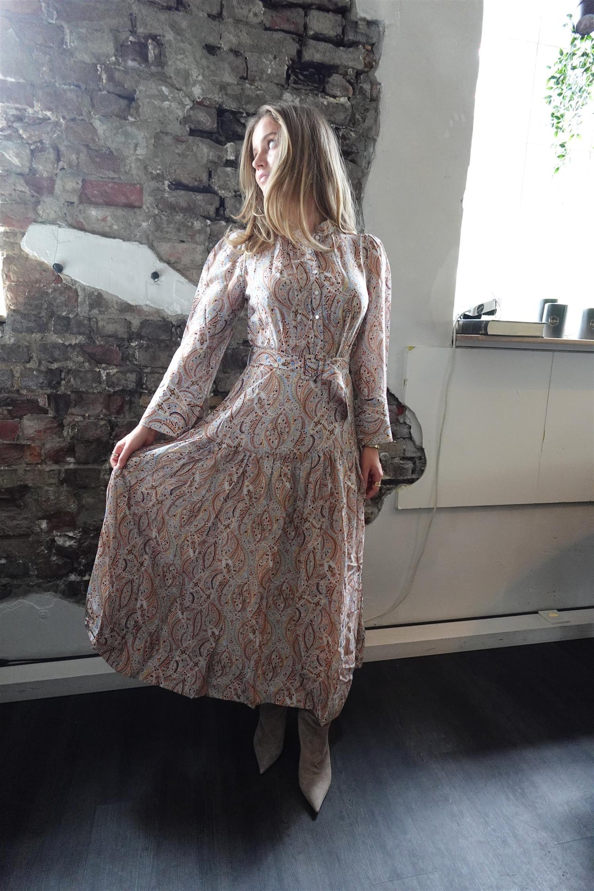 Striped Organza Belt Dress Delicate Paisley