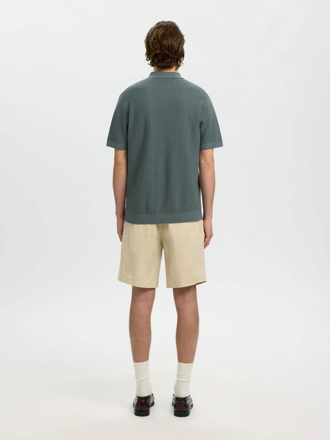 Slmcran Ss Knit Structure Zip Polo Noos