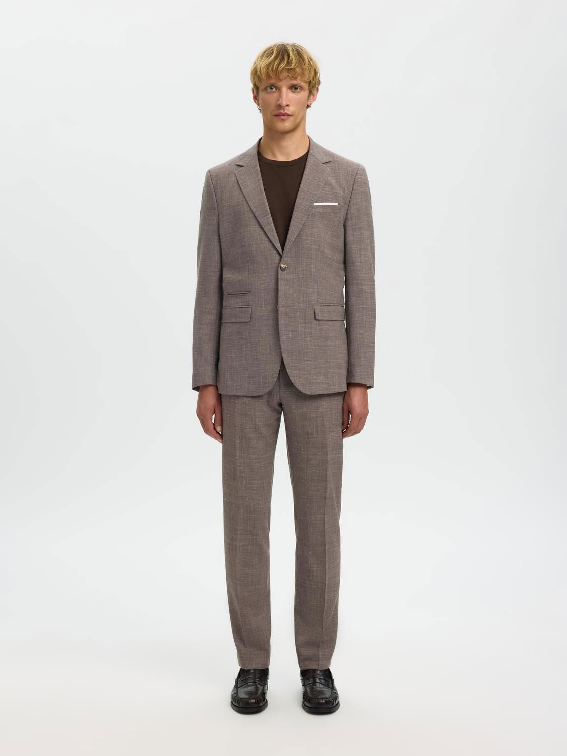 Slmslim-Oasis Linen Trousers Dark Sand Melange