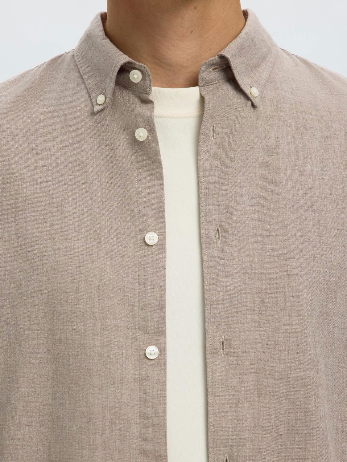 Slmcole-Jay Reg Melange Ls Shirt Cornstalk Melange