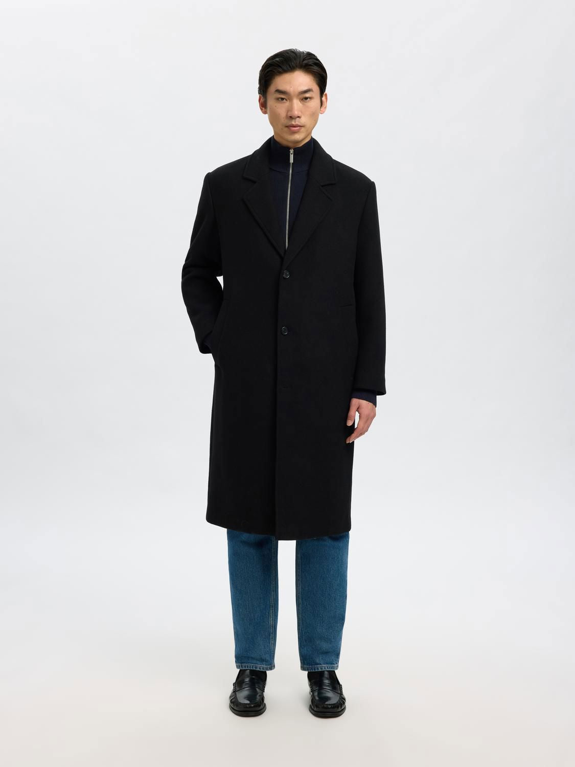 Slmdane Ls Knit Reg Struc Full Zip Sky Captain