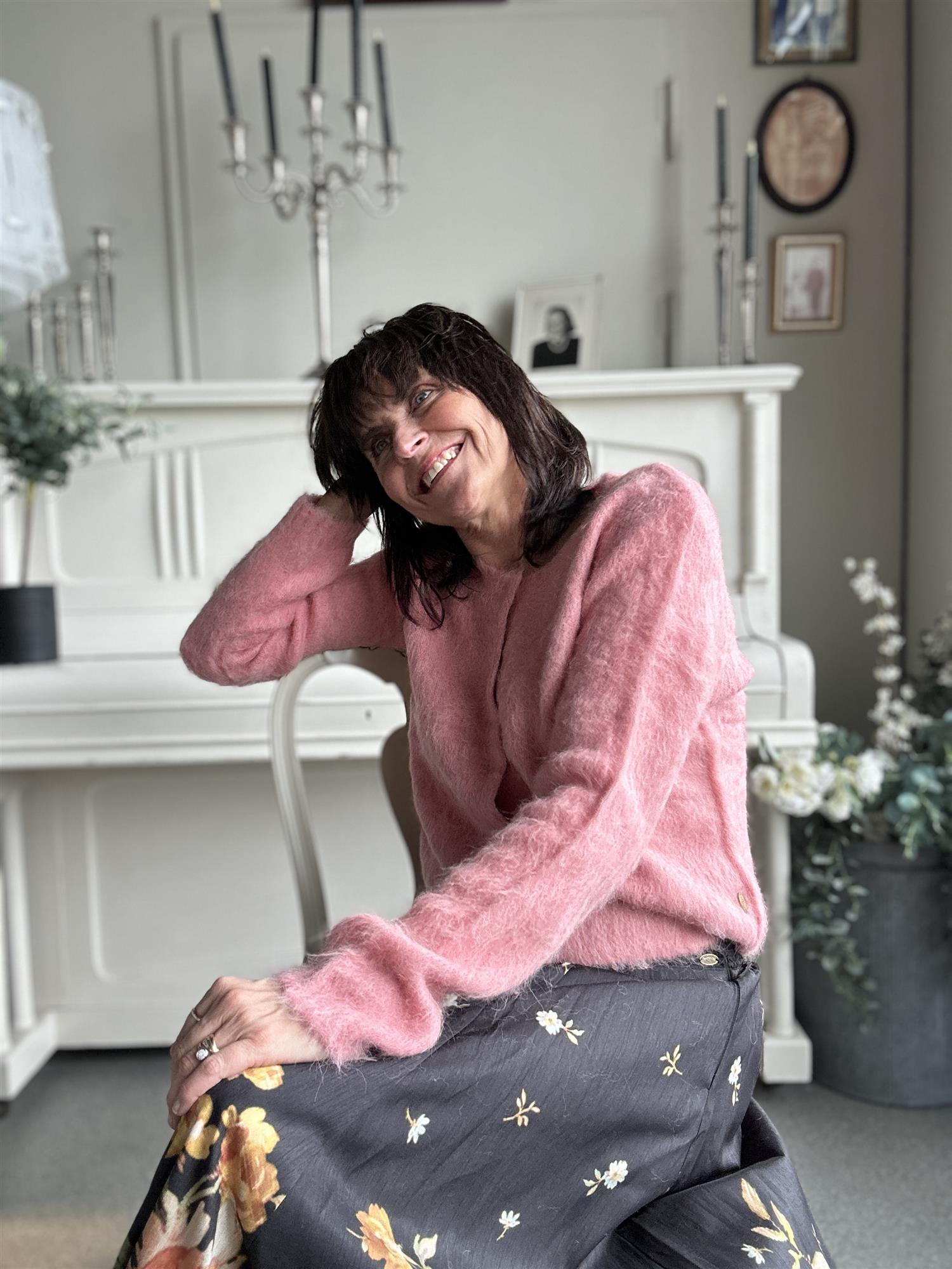 Hairy Knit Jacket Pink