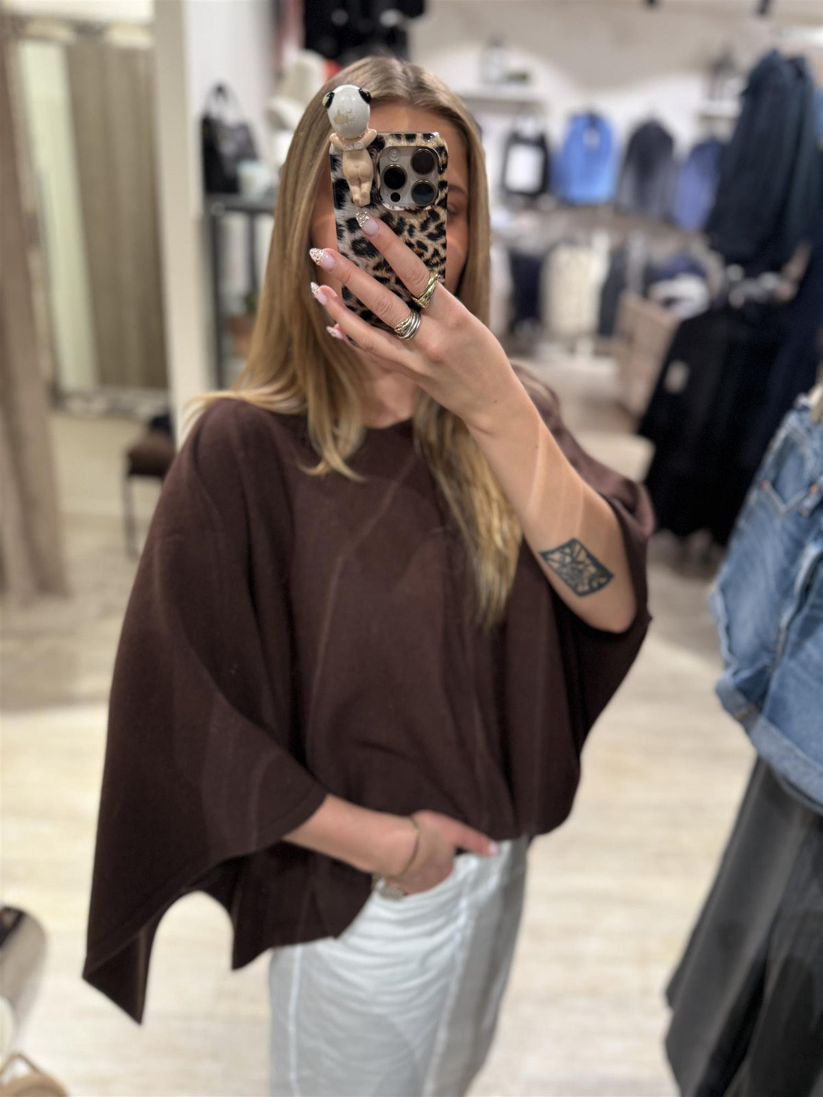 Enzo Merino Poncho Cocoa Brown