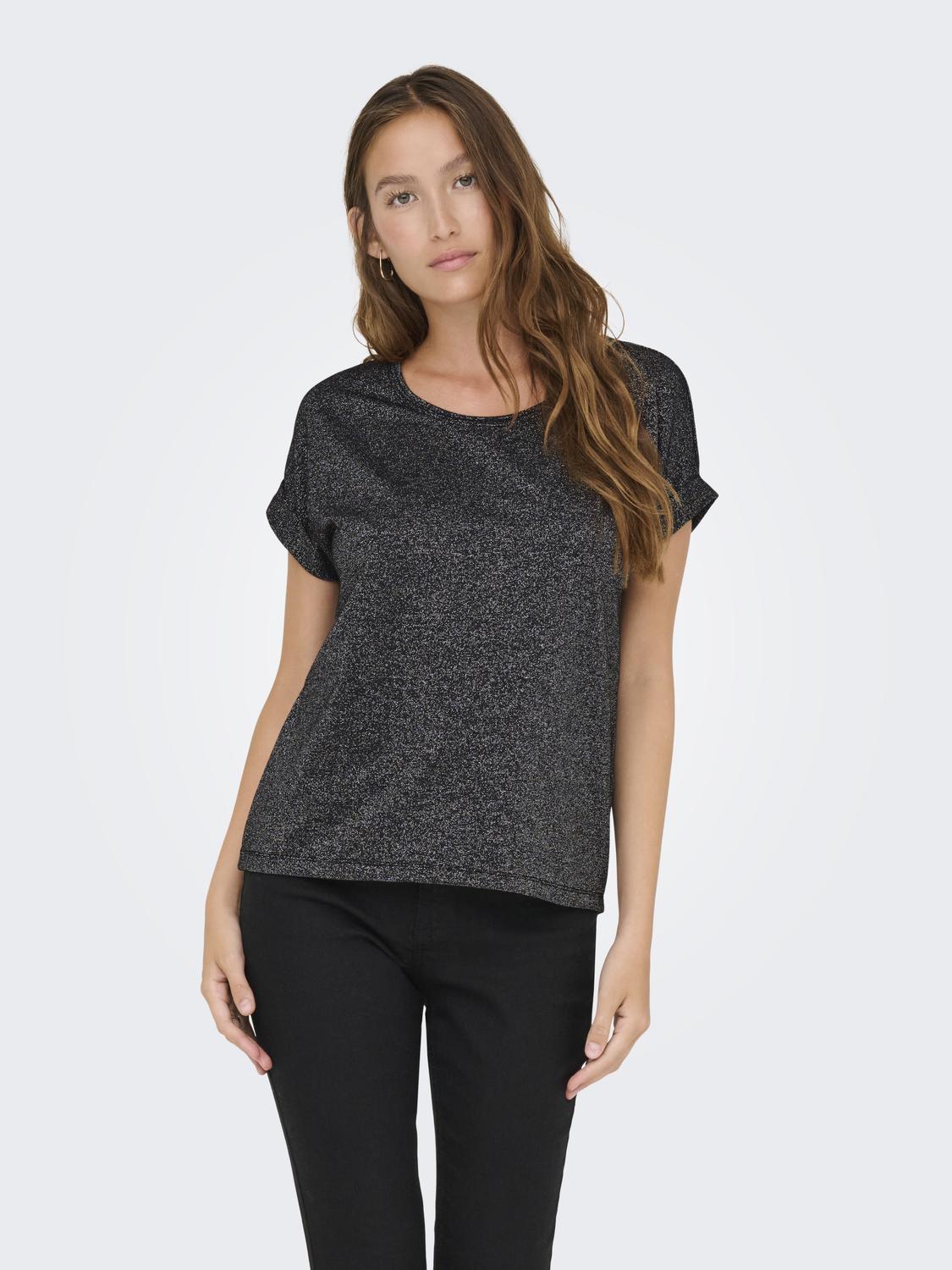 Moster Glitter S/S Top Silver Lurex