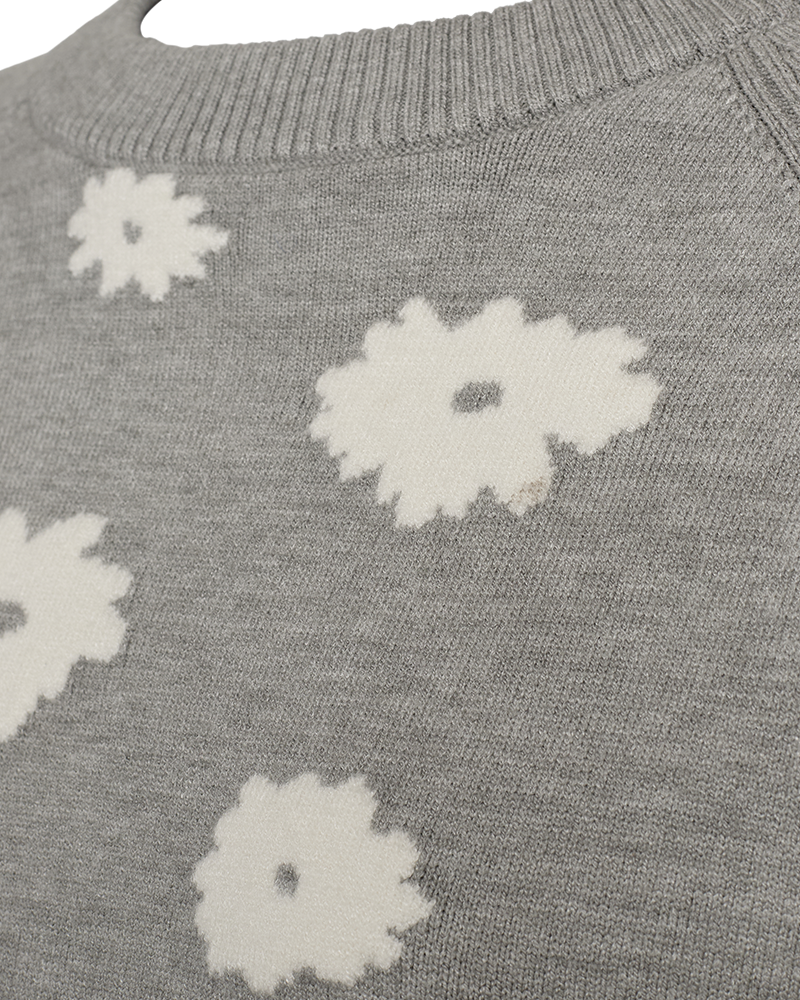 Alpi Pullover Lt Grey melange w Star Off-white