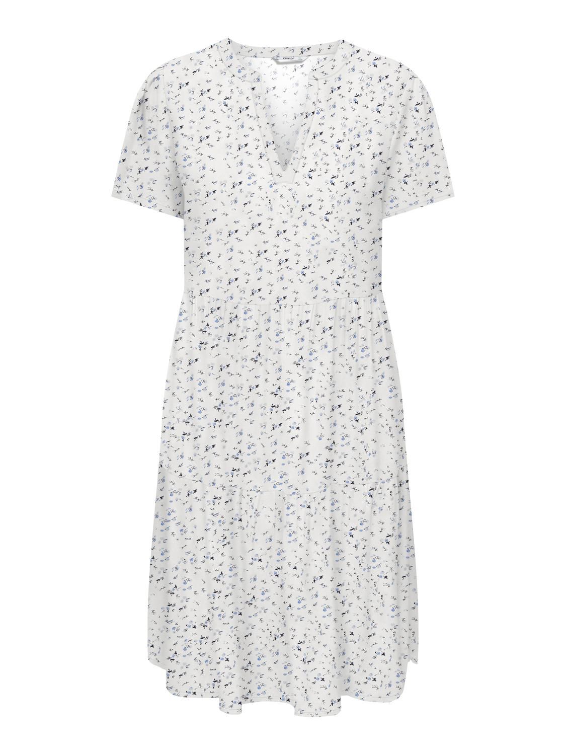 Onlzally S/s Thea Dress Cloud Dancer/Blue Ditsy
