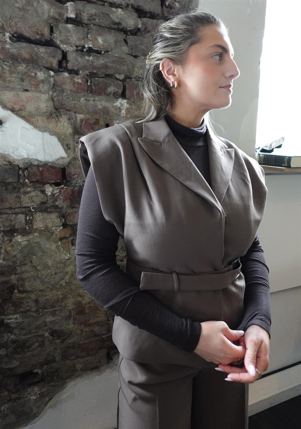 Beverly Waistcoat Taupe Brown