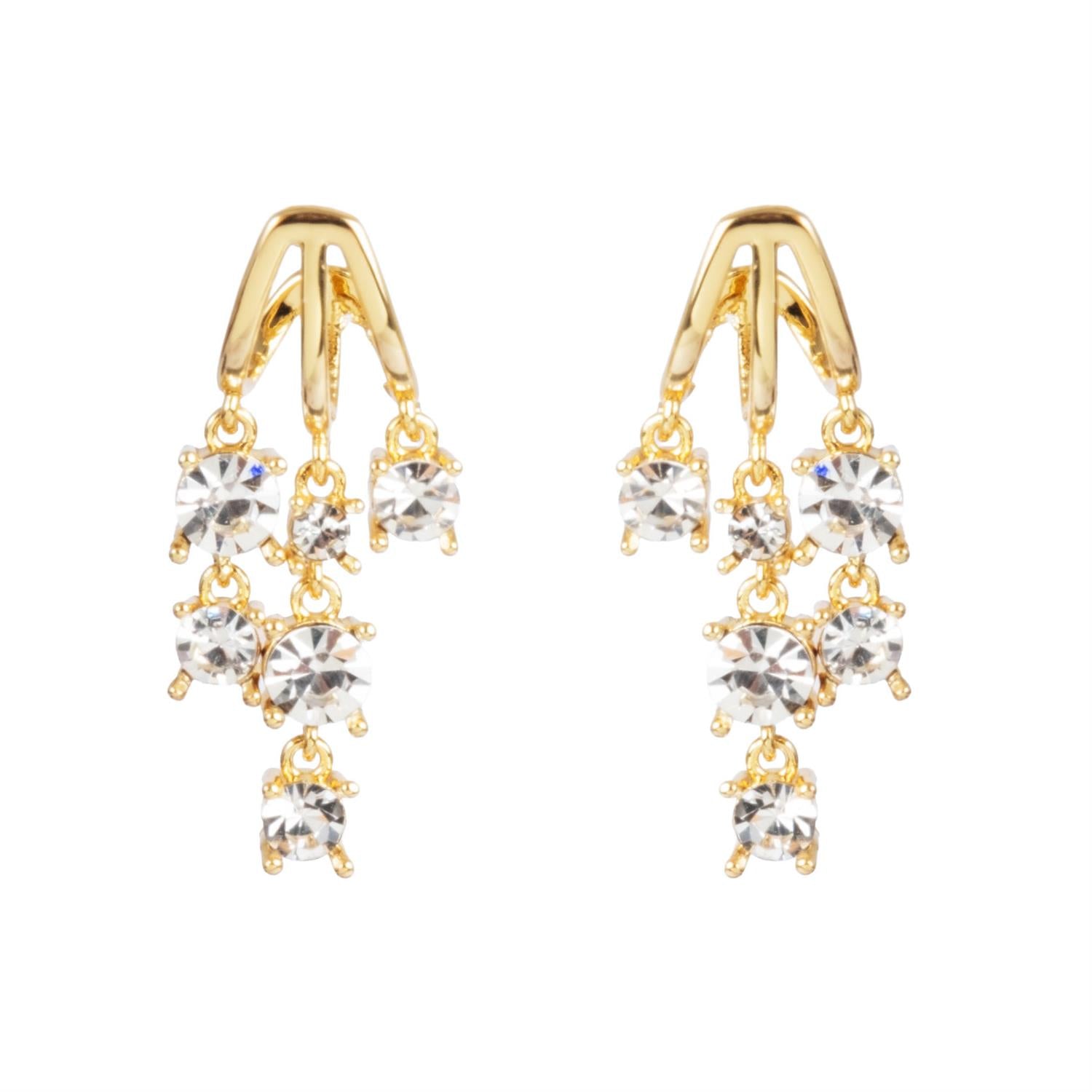Butterflies Crystal Earrings Gold Tone Damli