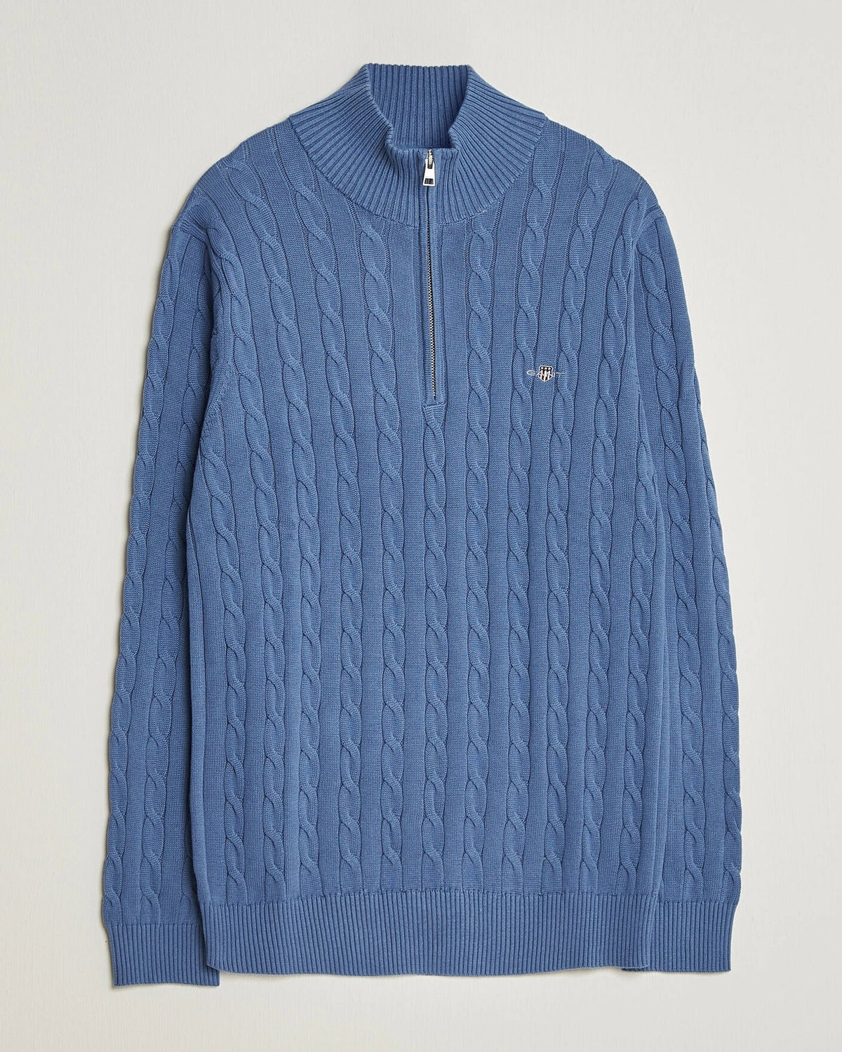 Cotton Cable Half Zip blue horizon