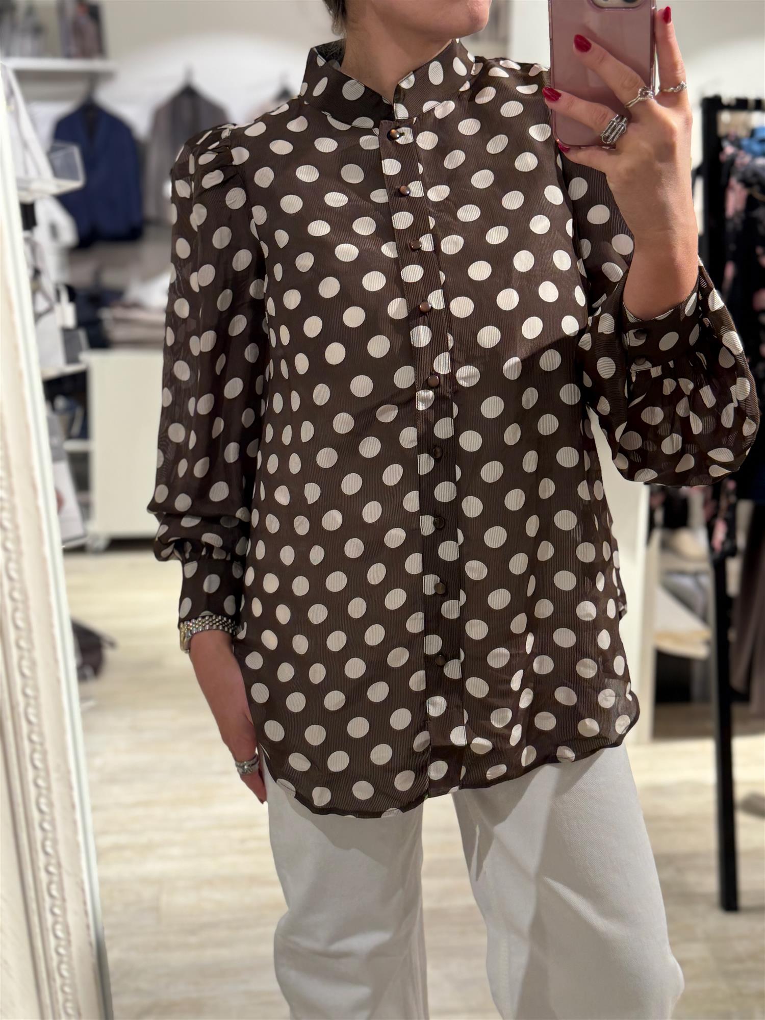 Striped Organza Blouse Dots