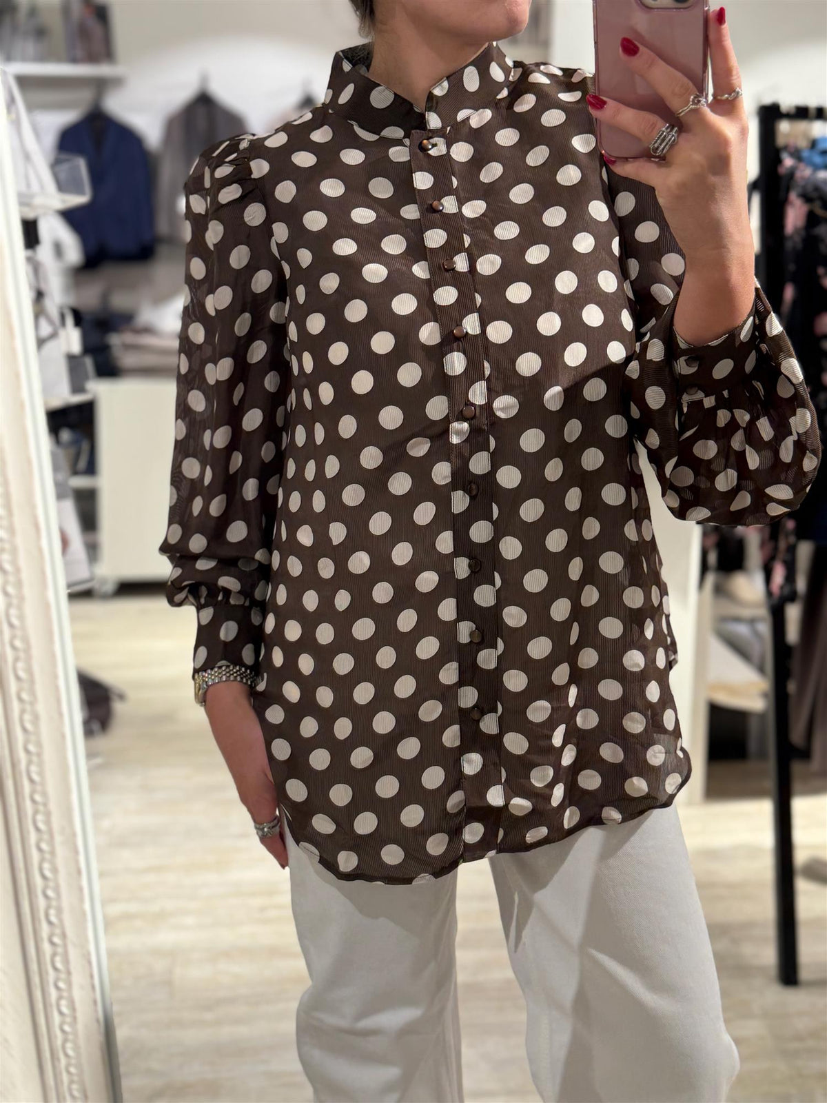Striped Organza Blouse Dots