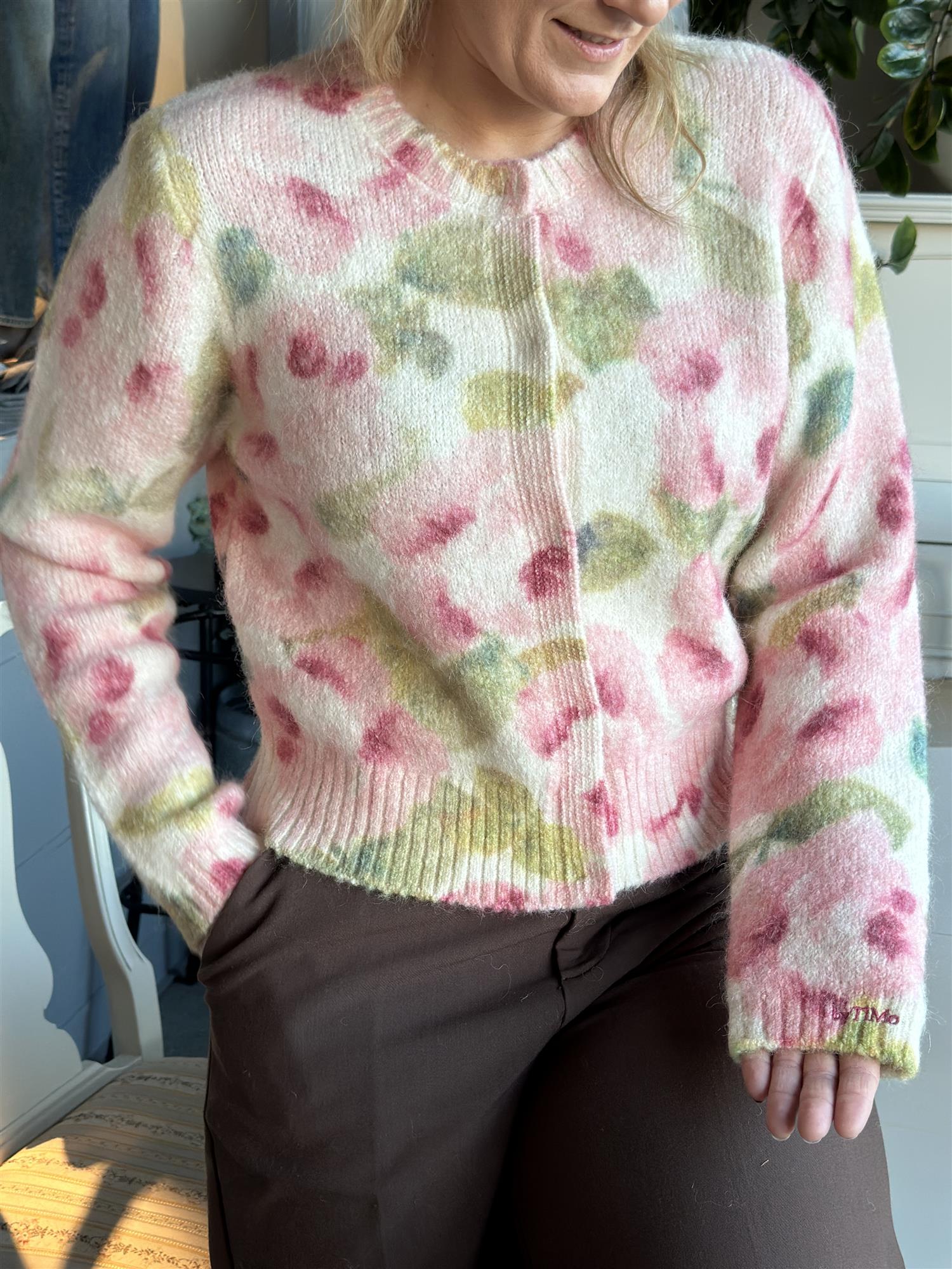 Hairy Knit Jacket Blush Rose