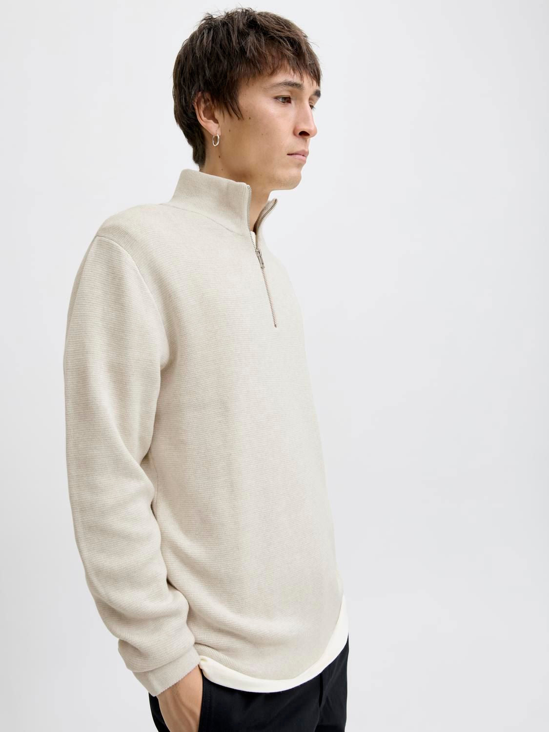 Milano Stitch Knit Half Zip Cloud Dancer Melange