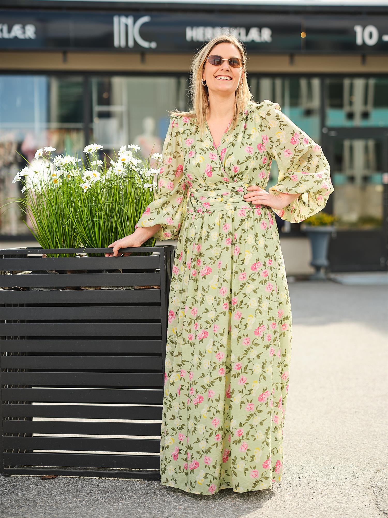 Viscose V-Neck Dress Botanical