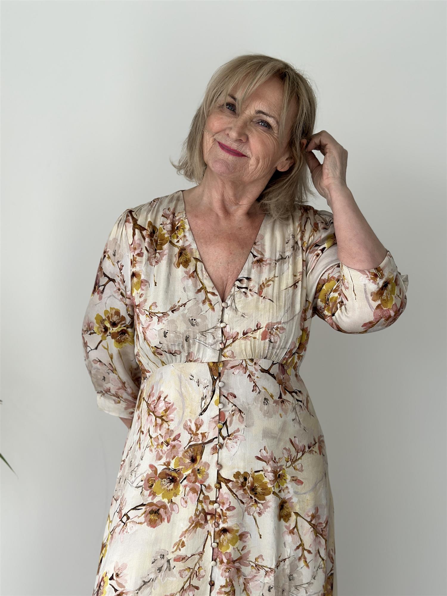 Sorrento Dress Pink Beige Flowers