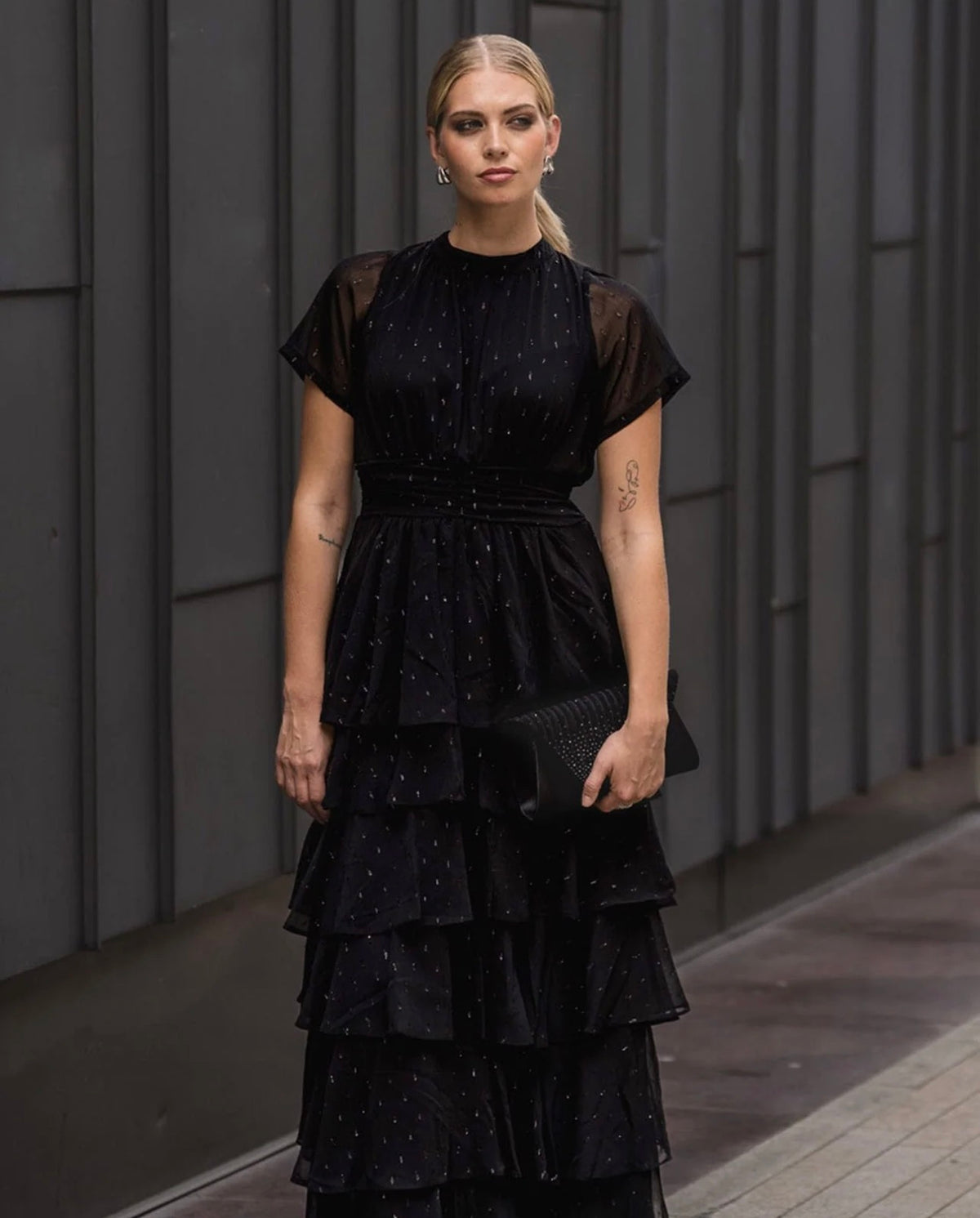 Malina Lurex Dress Black