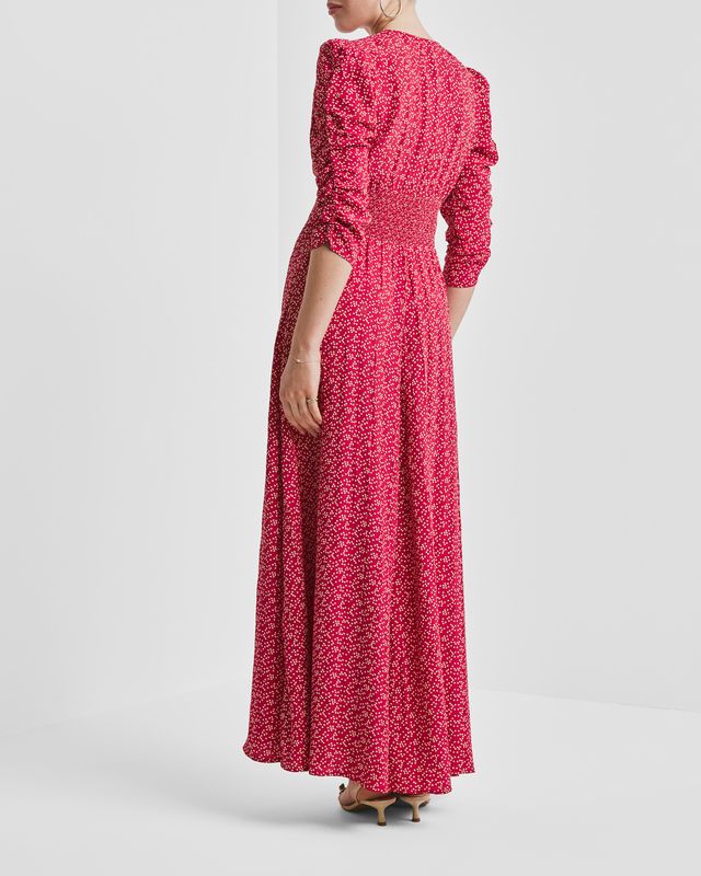 Spring Button-Down Dress Red Dots