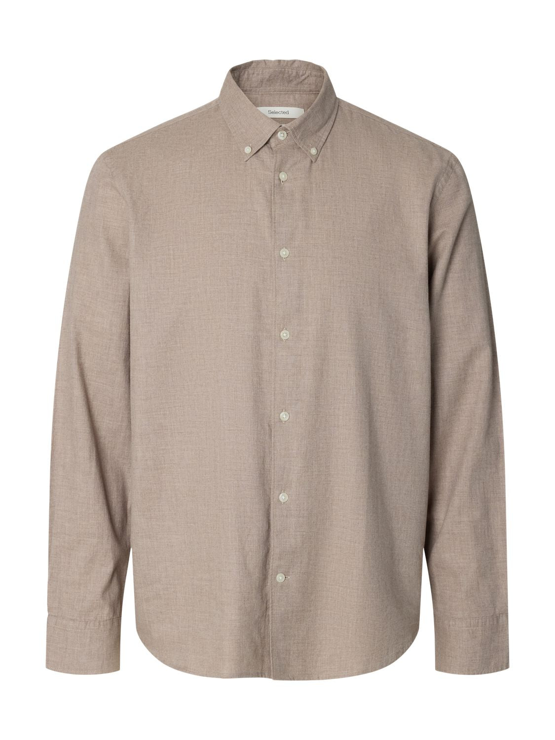 Slmcole-Jay Reg Melange Ls Shirt Cornstalk Melange