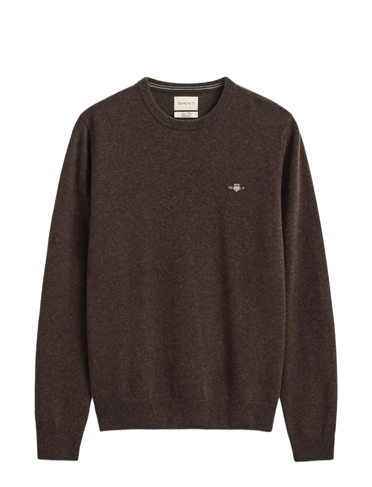 Superfine Lambswool C-Neck Dark brown melange