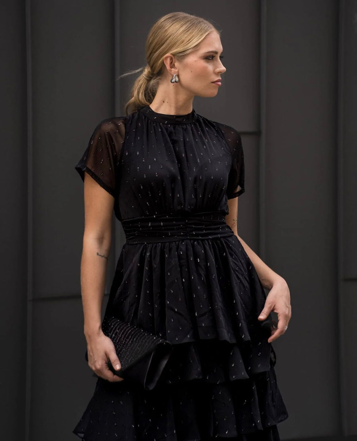 Malina Lurex Dress Black