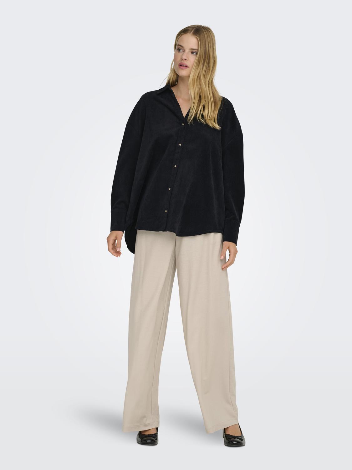 Marike Cord Loose Shirt Black