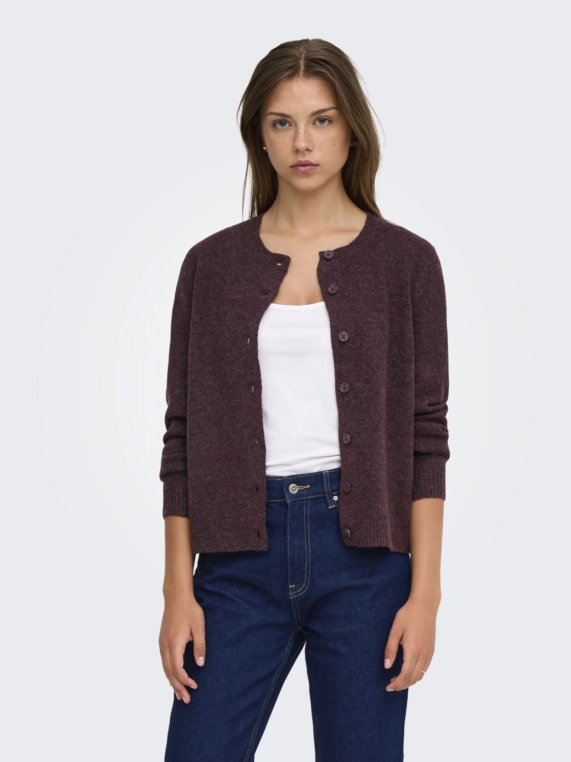 Onlolivia Ls O-Neck Cardigan Fudge Melange