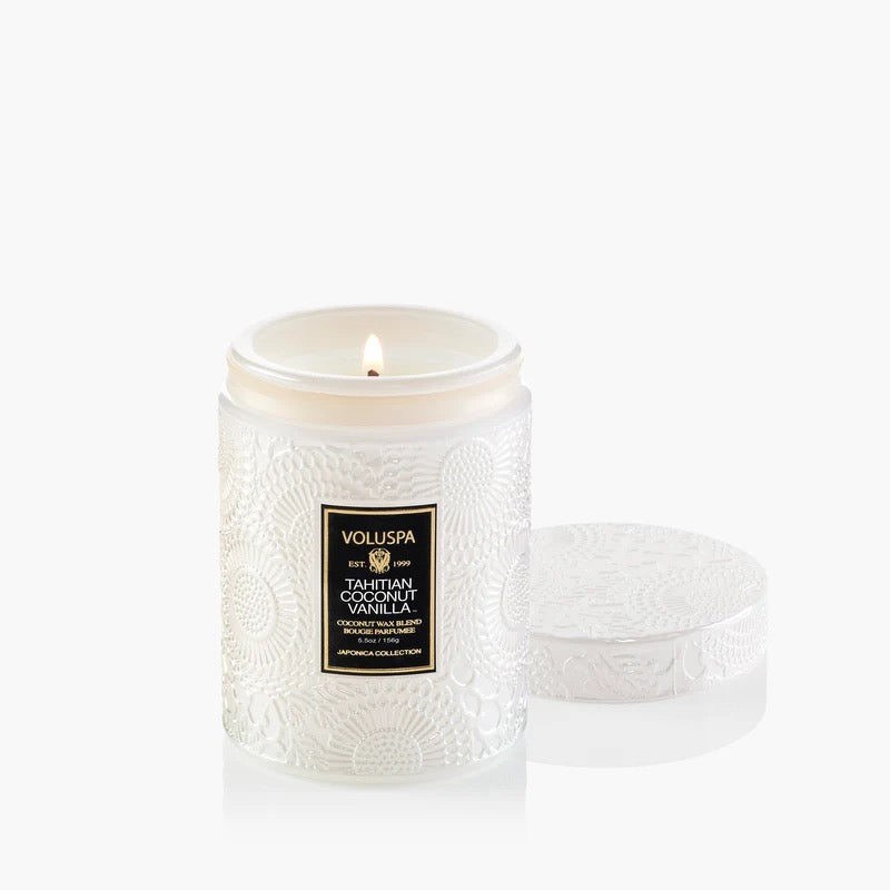 Tahitian Coconut Vanilla Small Glas Jar Candle w.Lid
