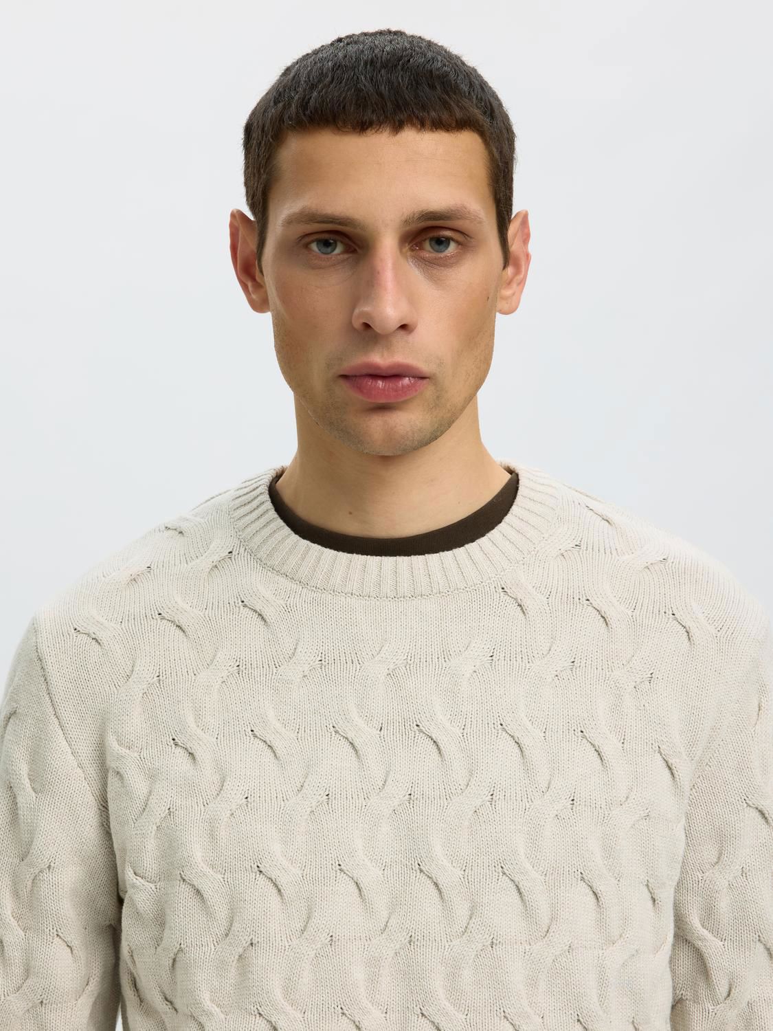 Slmcarlos Ls Cable Crew Neck Noos