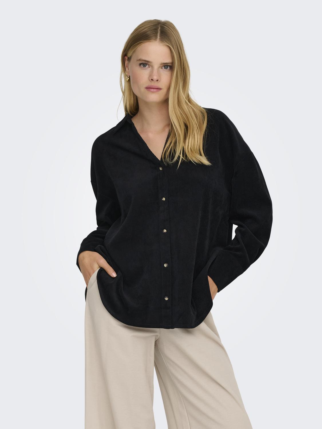 Marike Cord Loose Shirt Black
