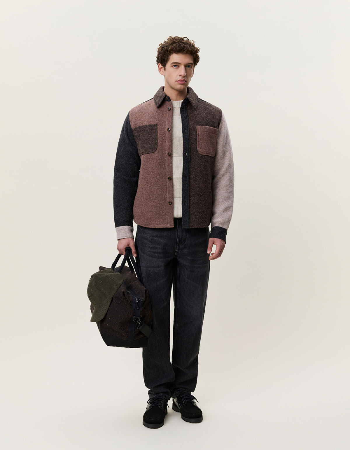 Wool Colourblock Overshirt