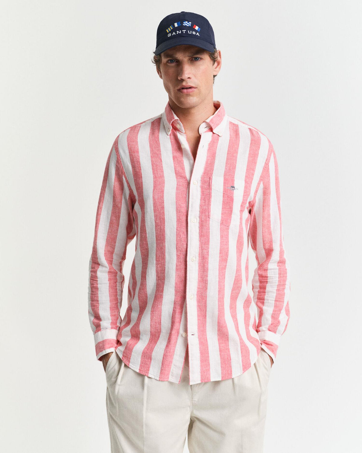 Reg Cotton Linen Shirt Rose Pink
