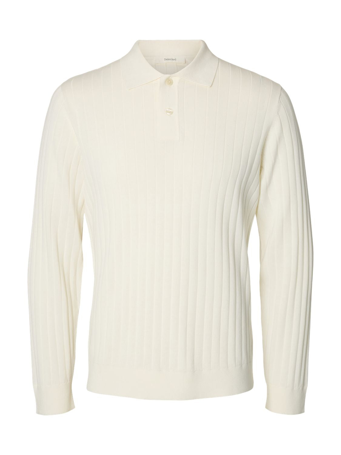 Slmtorino Ls Knit Rib Polo Egret