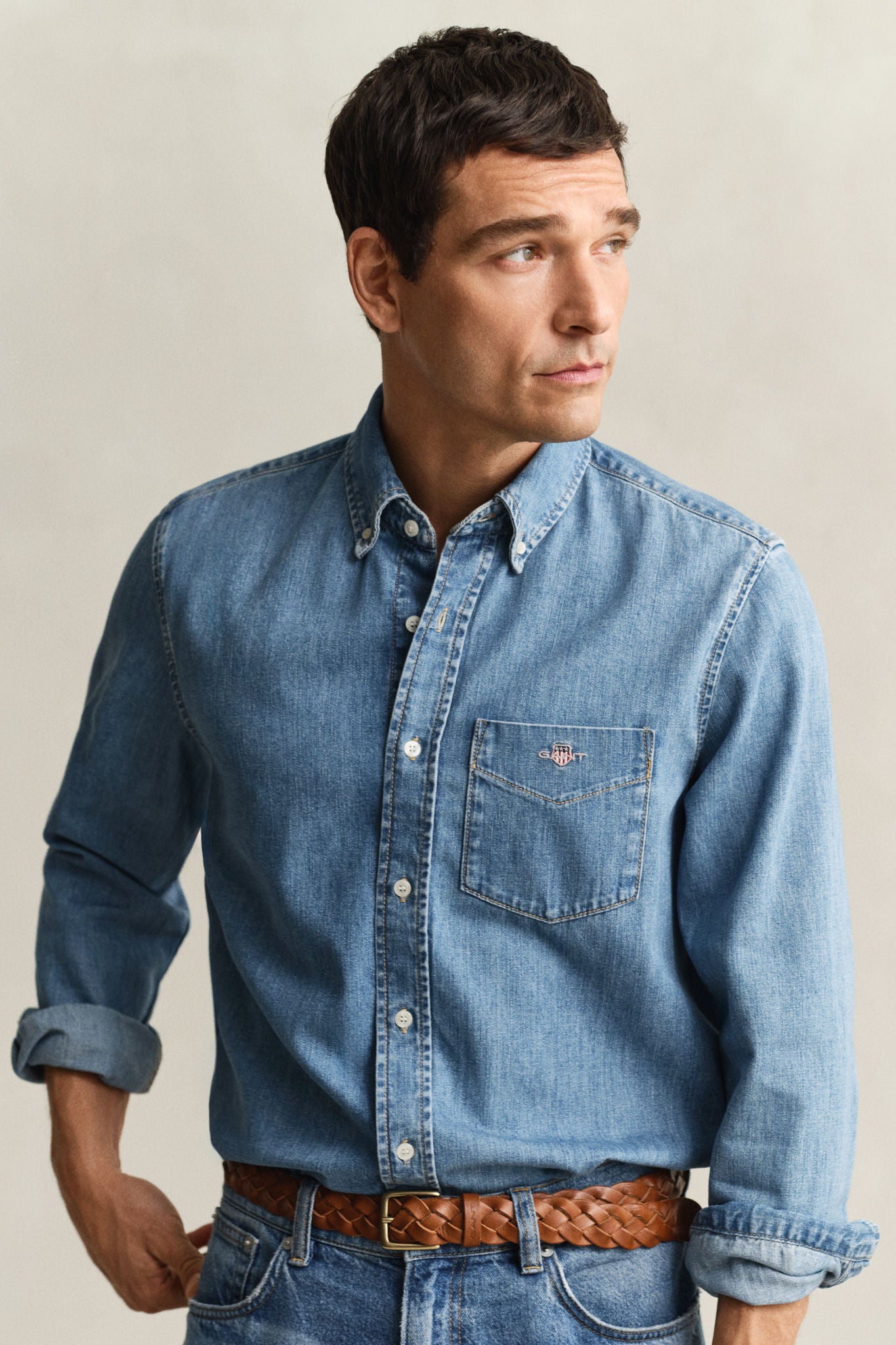Reg Denim Shirt Semi Light Blue Worn In