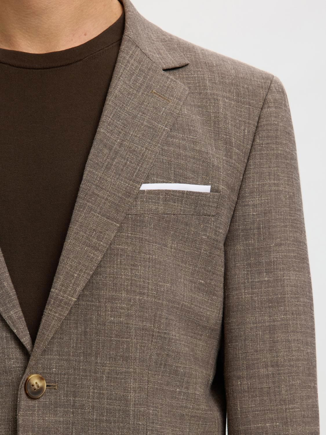 Slmslim-Oasis Linen Blazer Dark Sand Melange