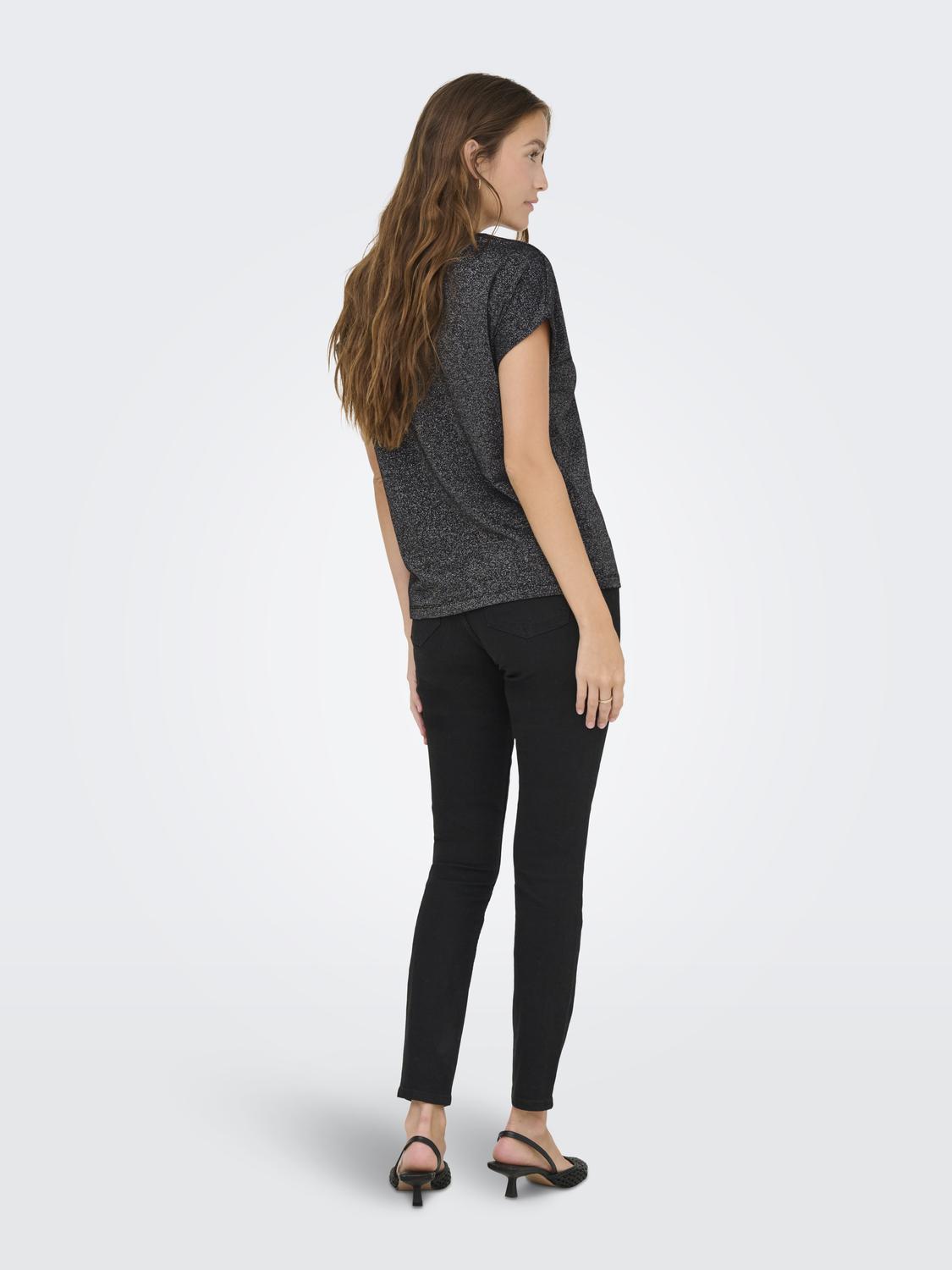 Moster Glitter S/S Top Silver Lurex