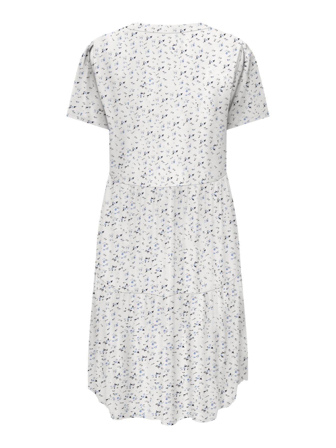 Onlzally S/s Thea Dress Cloud Dancer/Blue Ditsy