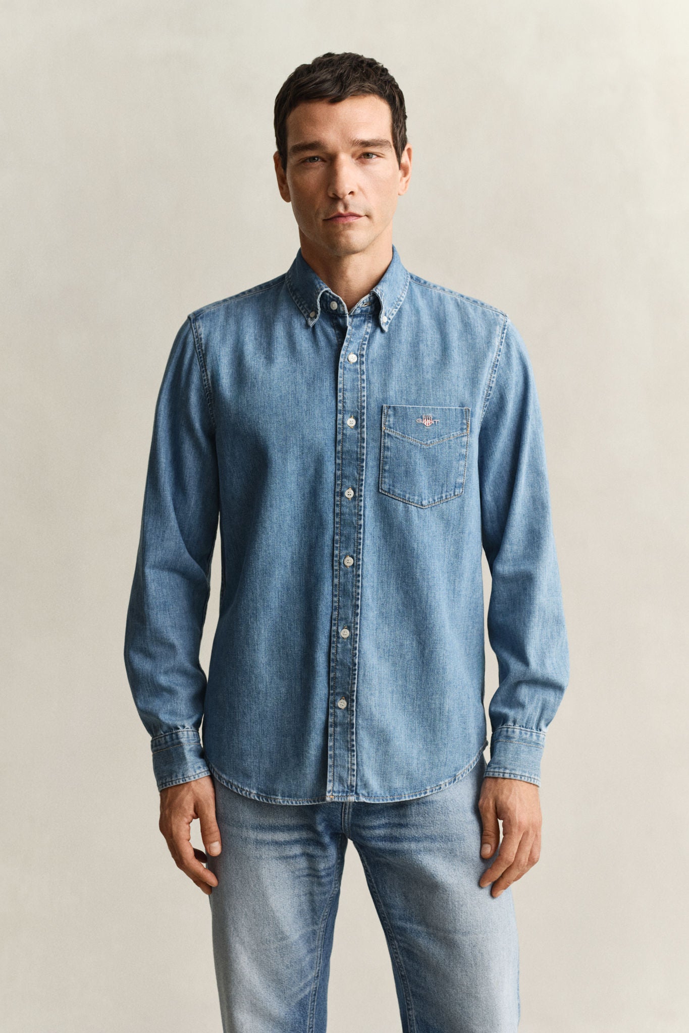 Reg Denim Shirt Semi Light Blue Worn In