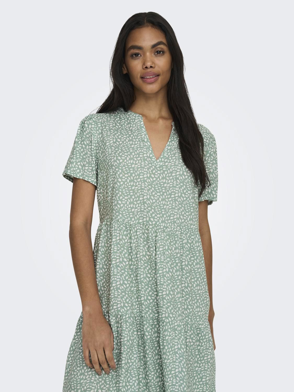 Onlzally S/s Thea Dress Chinois Green/White Leaf