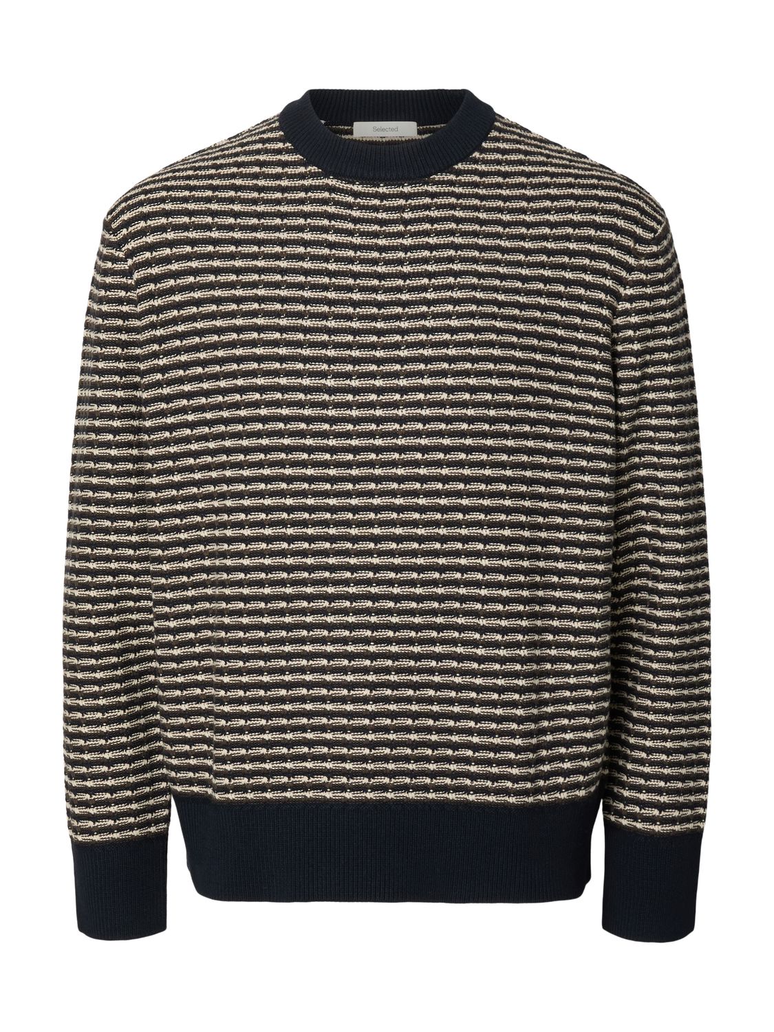 Slmdarrell Ls Structure Crew Neck Sky Captain/Turkish Coffee