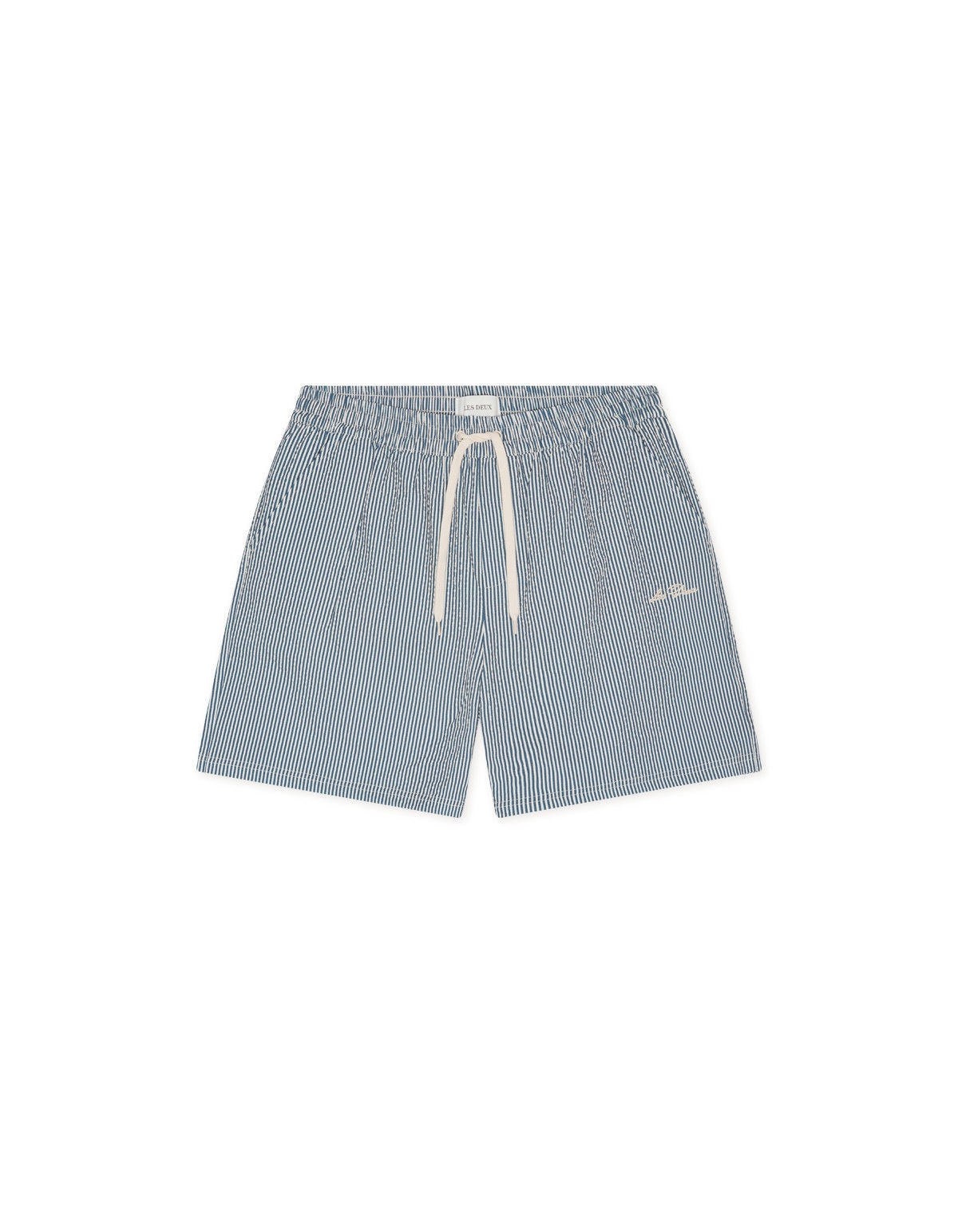 Stripe Seersucker Swim Shorts Dark Denim Blue