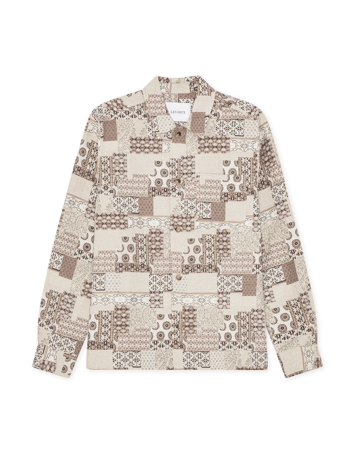 Layton Patchwork Jacquard Overshirt Light Sand