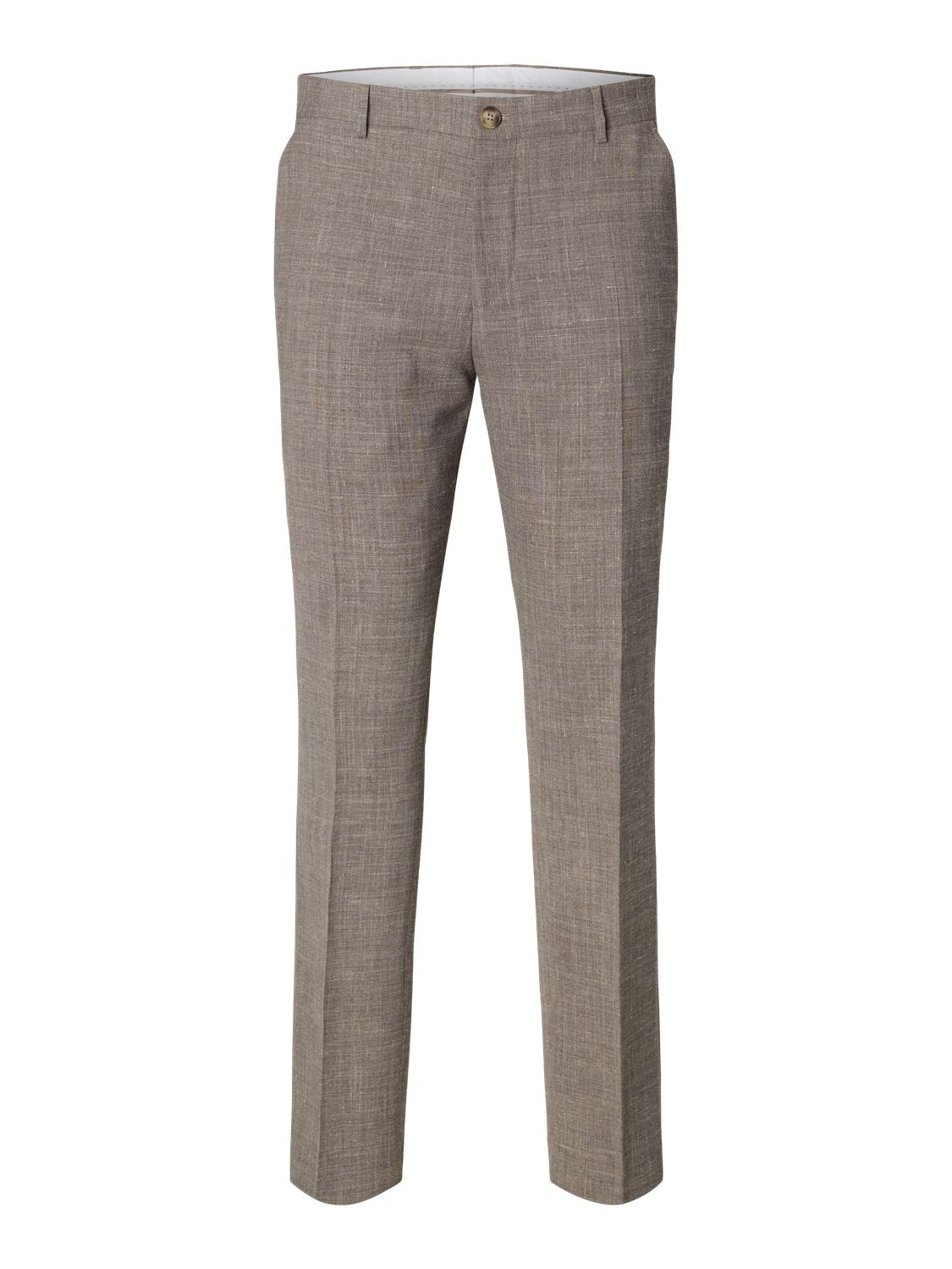 Slmslim-Oasis Linen Trousers Dark Sand Melange