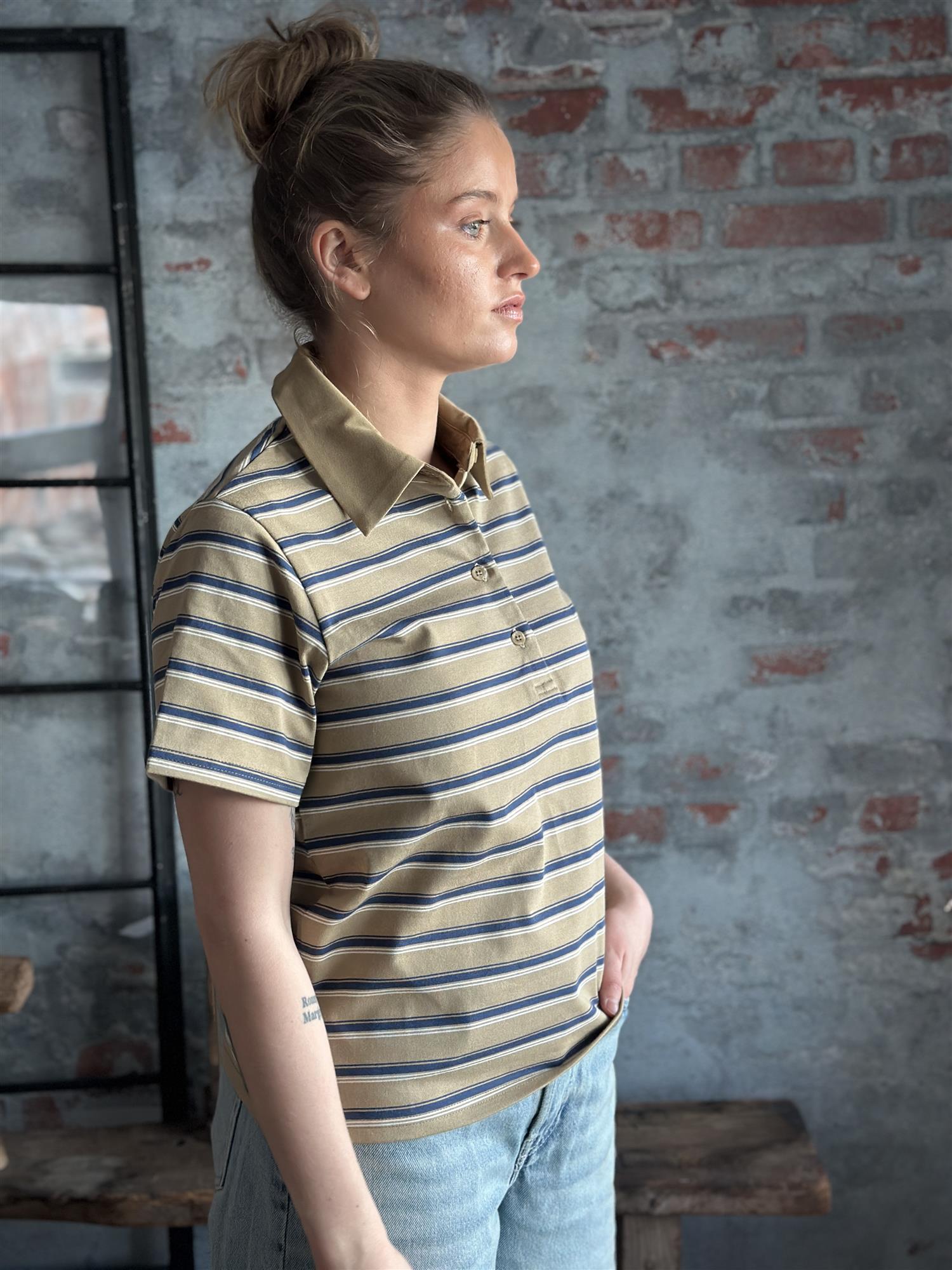 MWAsla Polo Tee Light Capers Stripe