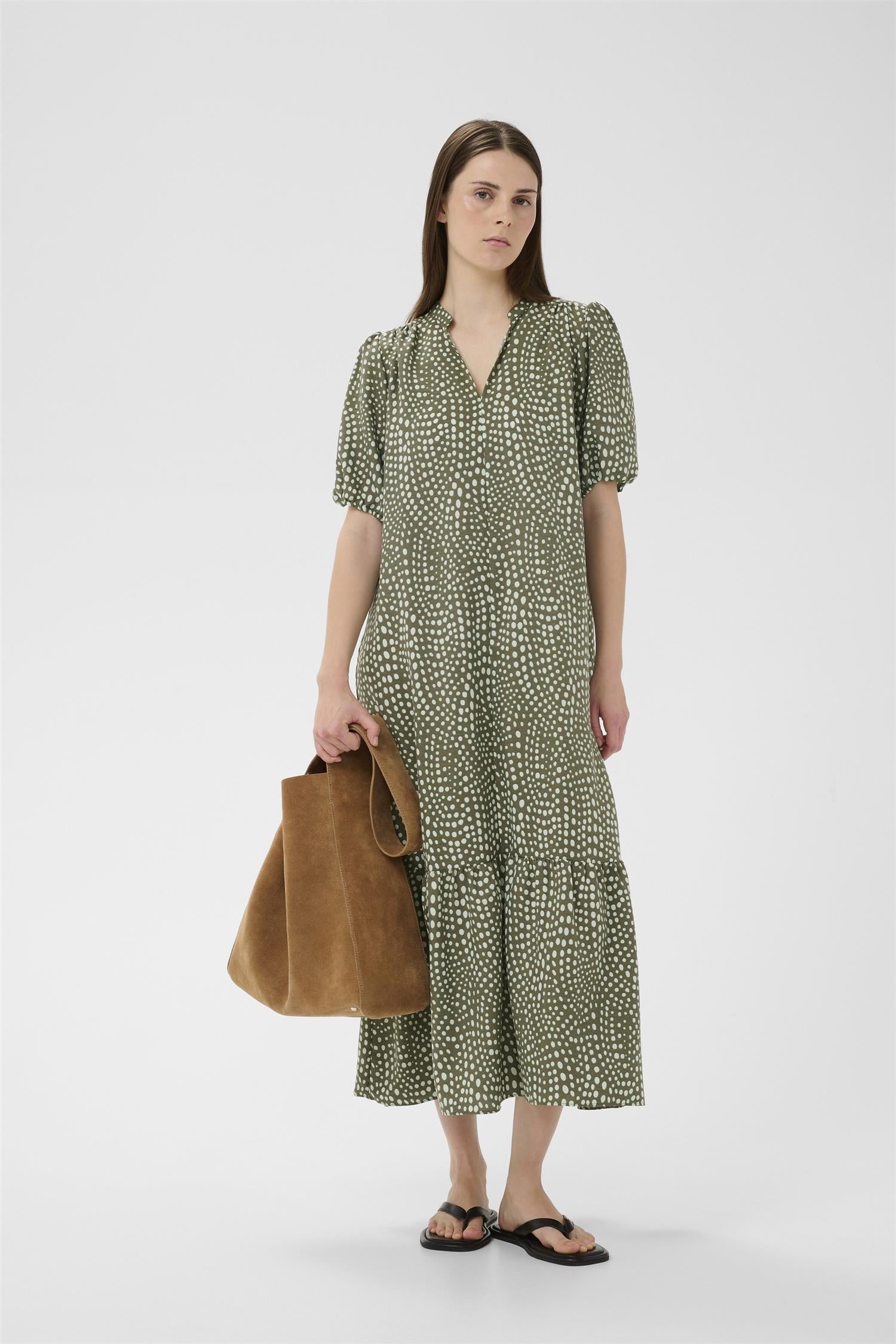 Liberty Dress Green Faded Dot