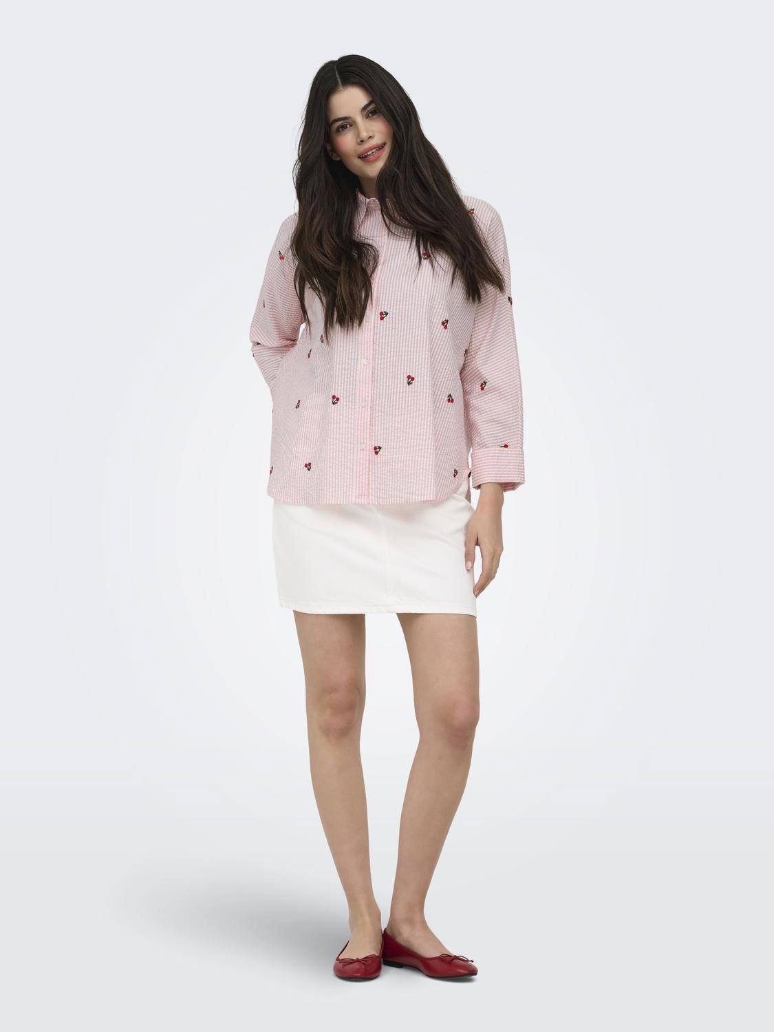 Onlnew Lina Grace L/s Cherry Shirt Wvn
