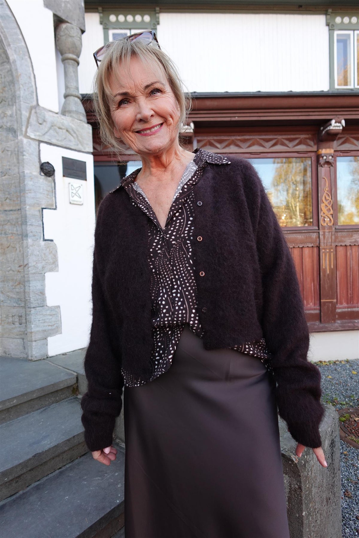 GzDebbie Short Cardigan Ganache Melange