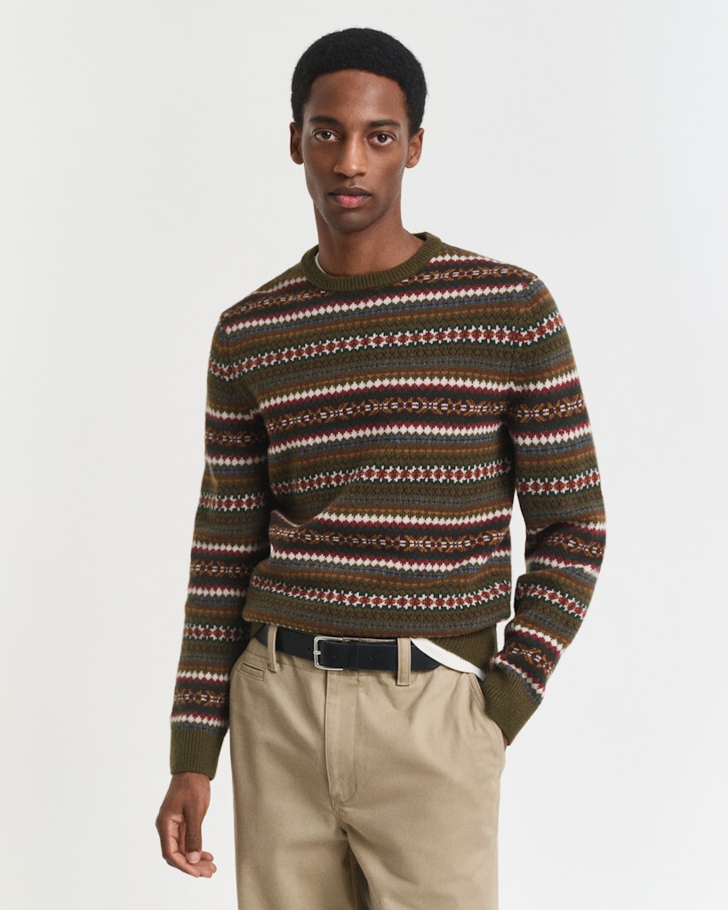 Fair Isle C-Neck Country Green